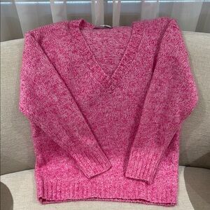 Zara Pink V-Neck Women's oversized Sweater